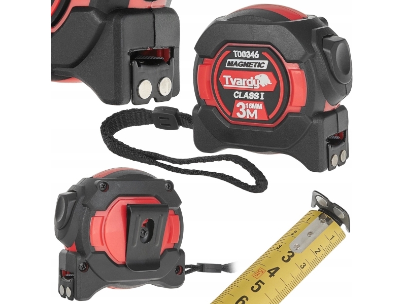 Werkzeugset Tvardy Maßband 3 M/16 Mm Nylon, Doppelseitig Mit Magnet Und Autostopp, Klasse I