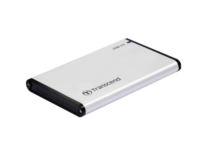 Transcend StoreJet 25S3, HDD-/SSD-kotelo, 2.5, Serial ATA III, 6 Gbit/s, USB-liitettävyys, Hopea