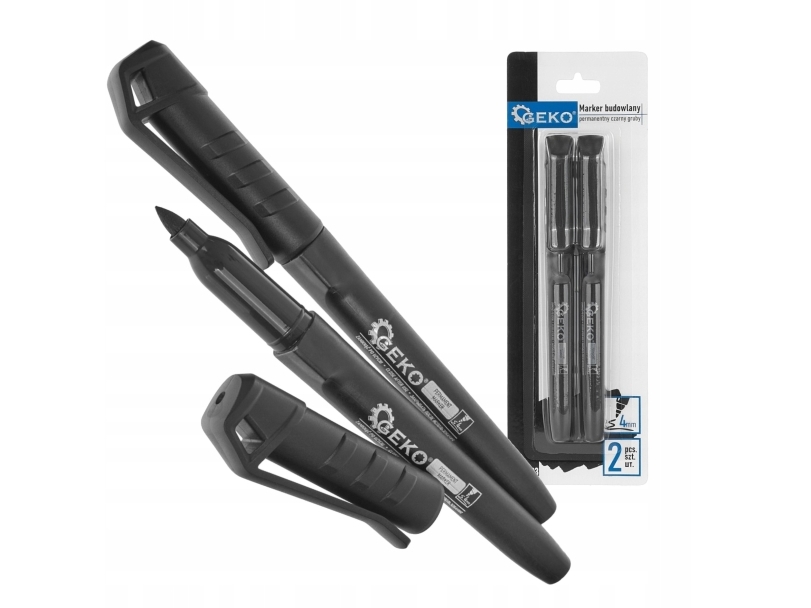 Permanent sort tyk byggemarkør - 2 stk (12/144)