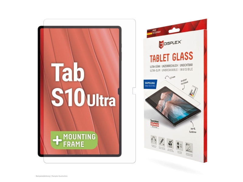 Displex Tablet Glass (9H) Für Samsung Galaxy Tab S10 Ultra/S11 Ultra, Eco-Montagerahmen L-Form, Unzerbrechlich, Klare Bildschirmschutzfolie, 9H, 1 St