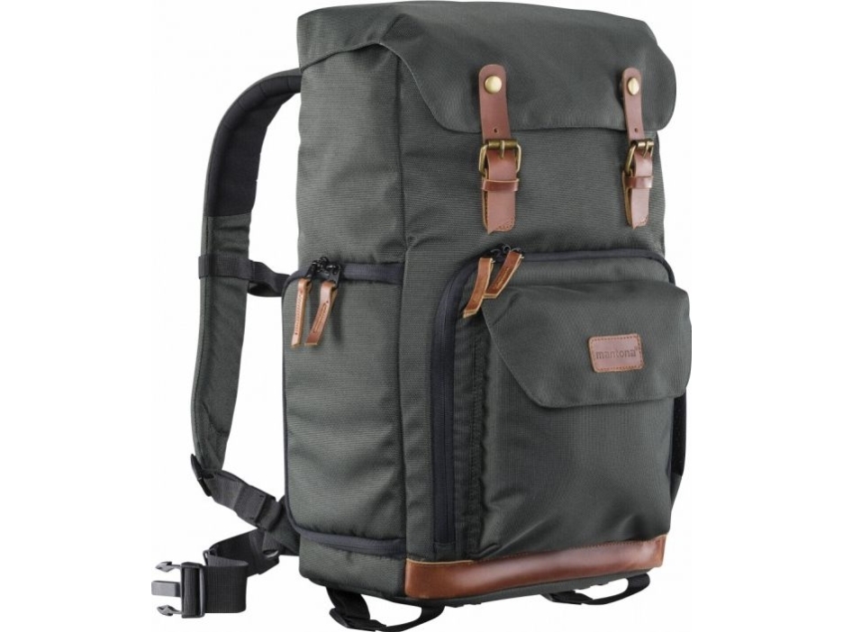 Walimex Mantona Luis Retro Fotorygsæk (Med Ægte Læderapplikationer, Inkl. Regnslag, Fleksibel Organisering Og Laptoprum, Egnet Til 1X Dslr-Kamera, 3X
