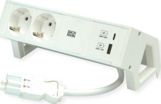 Bachmann Bachmann Desk2 Alu White 2X Schutzkontaktsteckdose, Usb-Ladegerät 22 W A&Ampc, 0,2 M Gst18