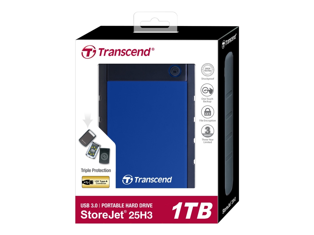 Transcend Storejet 25H3b - Festplatte - 1 Tb - Extern (Tragbar) - 2,5" - Usb 3.0