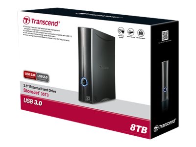 Transcend Storejet 35T3, 8000 Gb, 3.5 Zoll, 3.2 Gen 1 (3.1 Gen 1), Schwarz