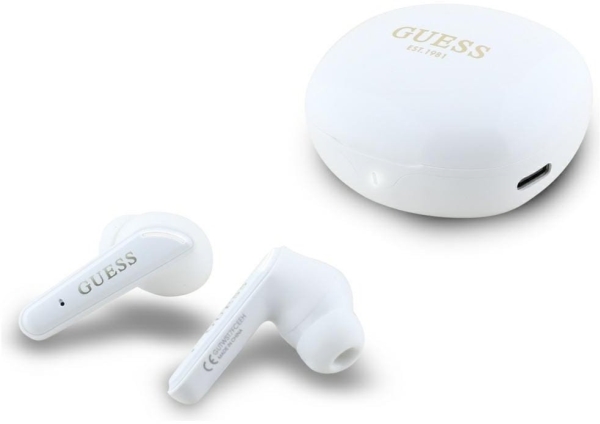 Ausinės Guess Glossy Classic Logo Tws Belaidės Ohrhörer Baltas