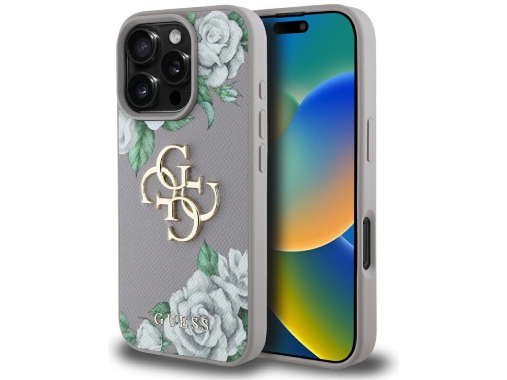 Etui Guess Grained Roses Big 4G Logo Do Iphone 16 Pro Fioletowy