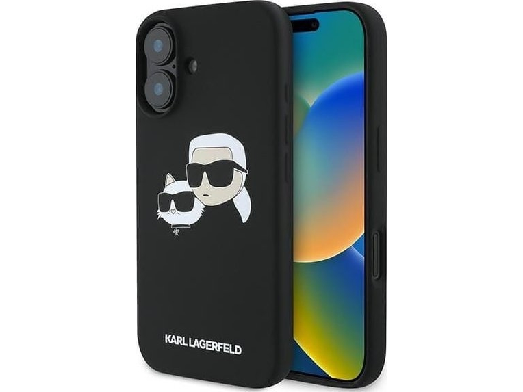 Karl Lagerfeld Liquid Silicone Double Heads Magsafe Case For Iphone 16 Plus Juodas