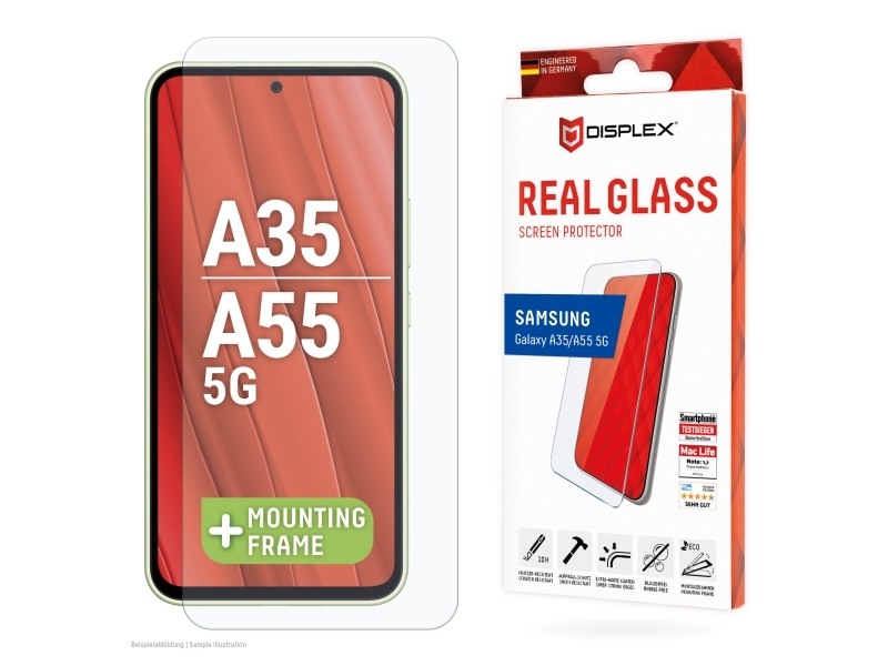 Displex 01940, Samsung, Galaxy A35/A55 5G, Tør Påføring, Smudsafvisende, Ridseresistent, Stødresistent, Stødbestandig, Transparent, 1 Stk