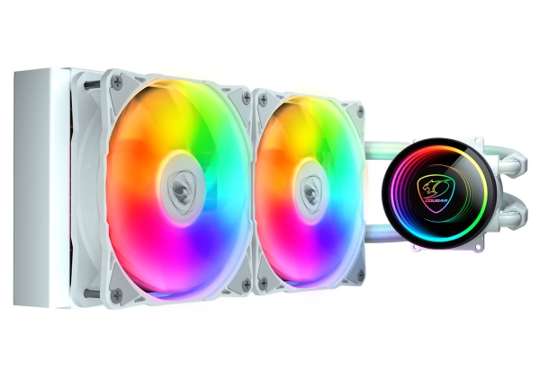 Cougar Cpu Wasserkühlung, Poseidon Elite 240, Argb Weiß, All-In-One-Flüssigkeitskühler, Weiß