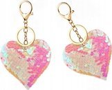 LeanToys Hjärta Paljetter Hänge Dubbelsidig Vit Ljusrosa | N - A | GameStuff