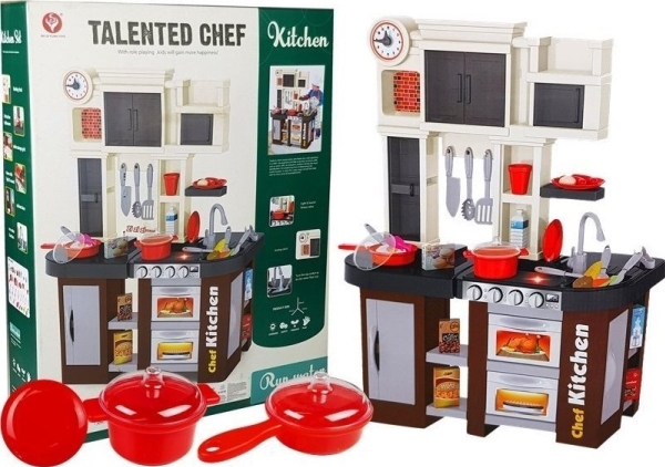 Lean Toys Vaikiška virtuvė su čiaupu ir laikrodžiu, 84x63x65 cm