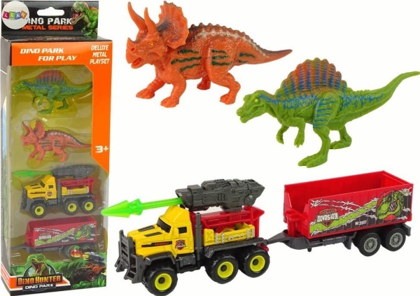 Leantoys Dinozaury-Set: Auto Und Rakete Mit Anhänger, Gelb