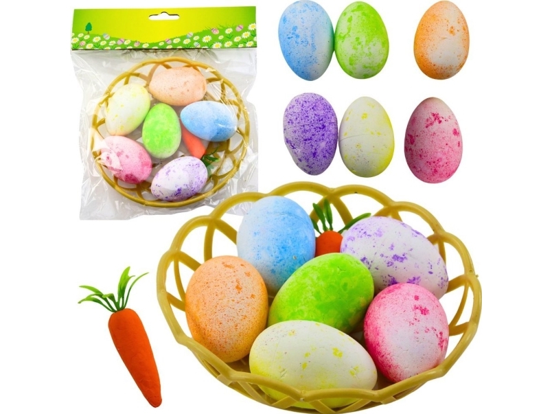 Påskepynt i kurv æg gulerod farvet 7 stk LEAN