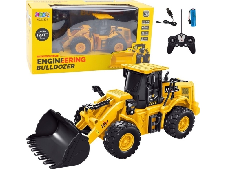 Leantoys Bulldozer Gravemaskine Fjernstyret Rc 2.4G 9Ch Gul