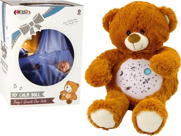 LeanToys Plush Teddy Bear Sleeping Lights Sounds Night and Day Mode Brown