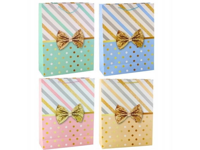 Große Geschenktüte Mit Schleifen Golddekoration 55 X 43 X 15Cm