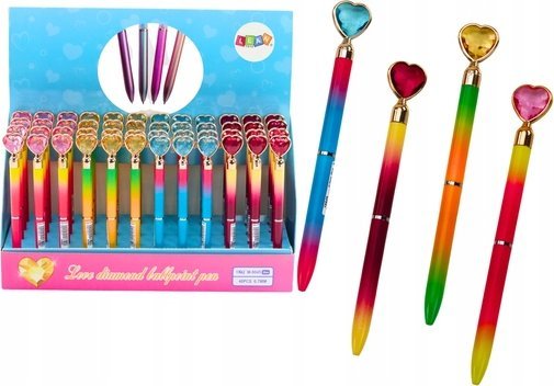 Leantoys Kugelschreiber Mit Diamant-Herz, Blau, Mine 0,7 Mm, Mix