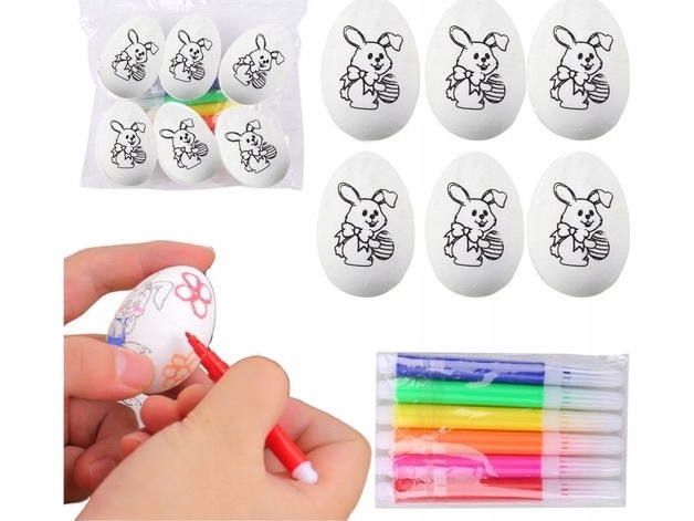 Påskeæg Styrofoam Painting Pens Hare Pattern B 6Pcs