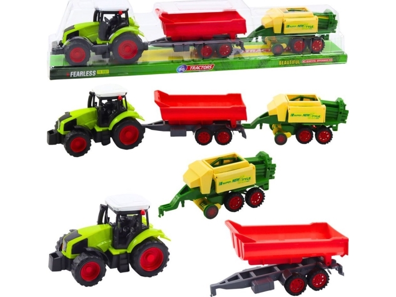 LeanToys landbrugstraktor-sæt med trailer og presse