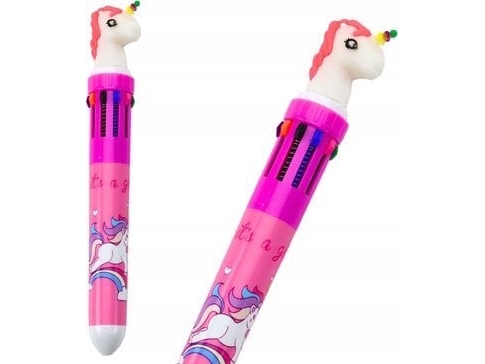 Leantoys Mehrfarbiger Kugelschreiber Einhorn Automatisch 10Er Set Rosa