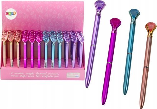 Leantoys Kugelschreiber Mit Diamant, Blau Milch Haselnuss, Minen 0,7 Mm Mix