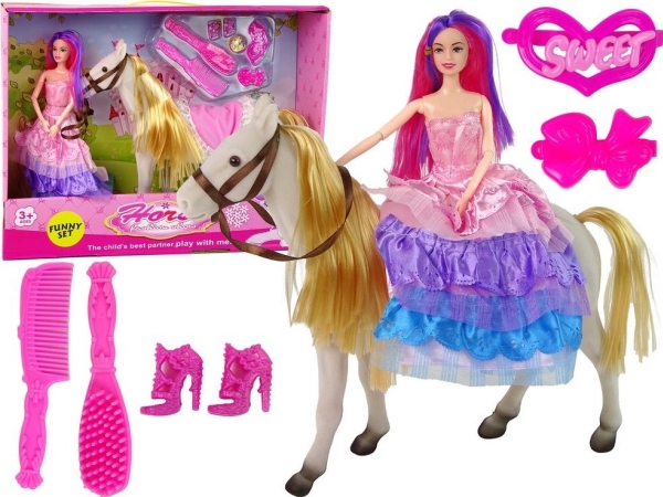 Princesės Lėlė Su Baltu Poniu Lean Toys