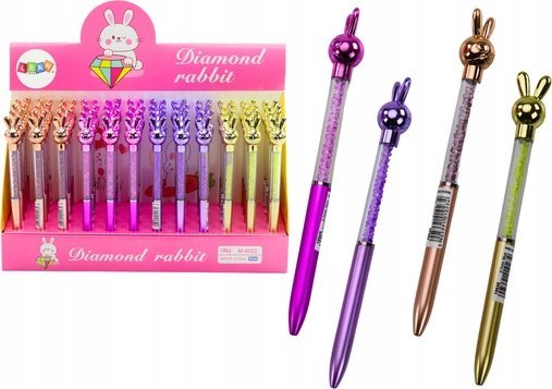 Leantoys Kuglepen Med Kanin Diamanter Blå 0,7 Mm Mix