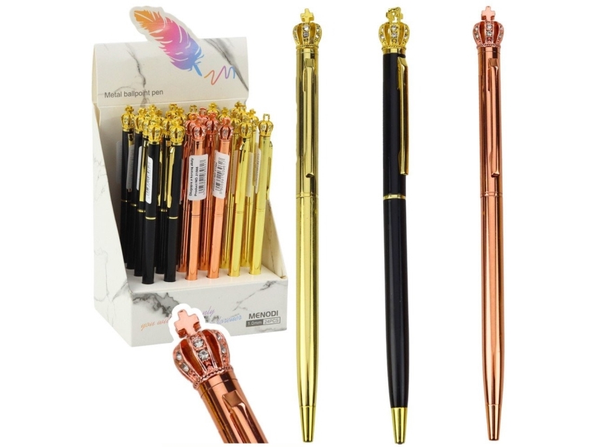 LeanToys metal kuglepen automatisk Krone blå blæk 1,0 mm
