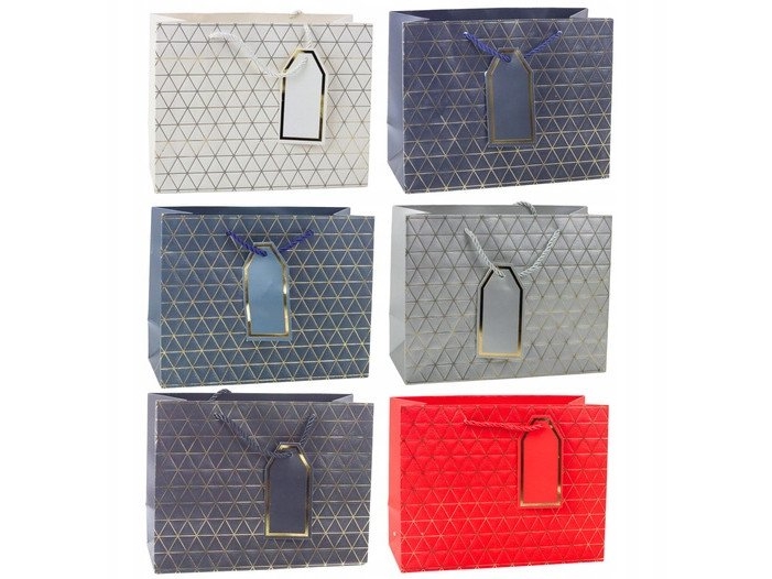 Gavepose Geometriske guldlinjer 23 x 18 x 10 cm