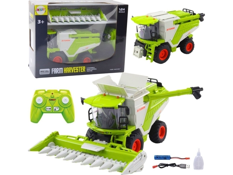 Lean Toys Nuotoliniu būdu valdomas kombainas su kukurūzų pjaunamąja