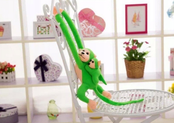 Lean Toys Plüschtier - Grüner Affe Mit Baby - 70 Cm