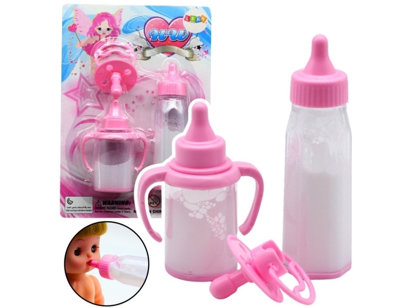 Sæt til babydukker: flasker, forsvindende mælk & sut LEAN TOYS