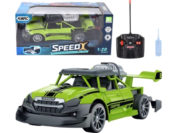 Lean Toys Žalias Dūmus Skleidžiantis Rc Automobilis 1:20