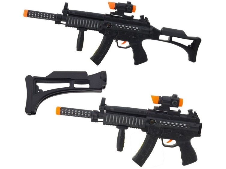 Toy Machine Gun Lights Sounds Black 62Cm