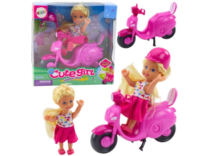 Mini Dolly Puppen Set Roller Helm Rosa