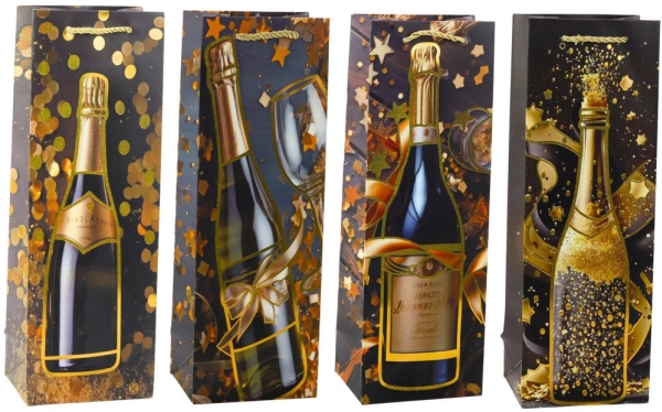 Lean Geschenk-Tasche Für Weinflasche Papier Champagner 35 X 12 X 9 Cm