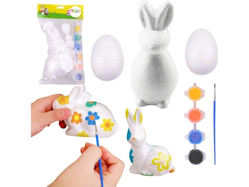 Malsset Für Styropor-Deko Hase 2 Eier Farben Lean Toys