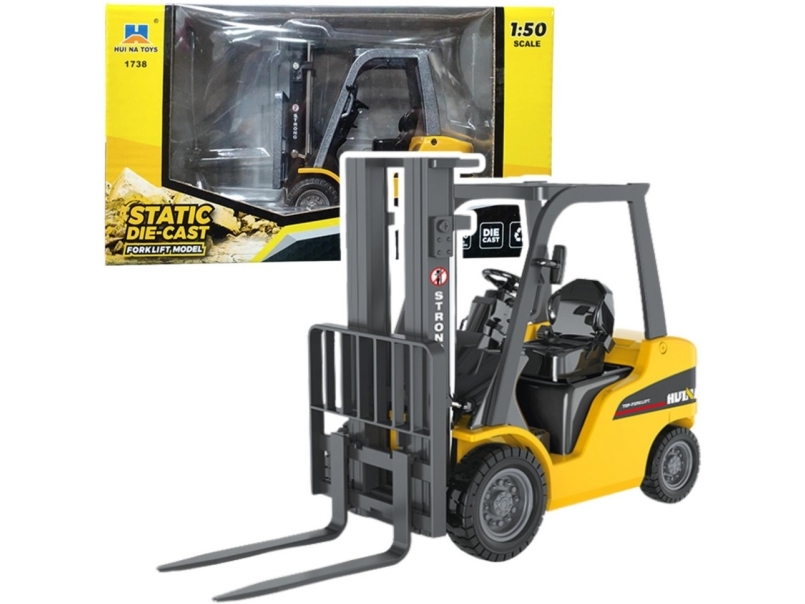 Metal Gaffeltruck Bevægelige Gafler Huina Yellow 1:50