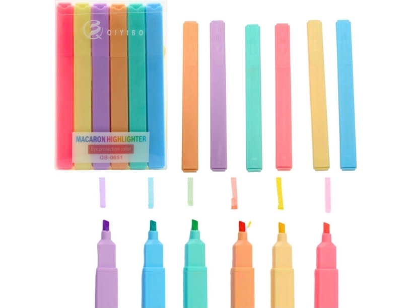 Sæt overstregningstuscher Overstregningstuscher Farvede kontor- og skoletuscher 6 stk EDUKAMP