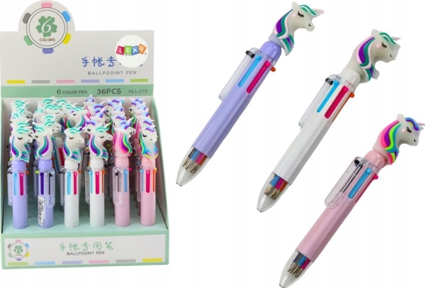 Leantoys Mehrfarbiger Einhorn-Stift, Automatisch, 6 Farben Mix