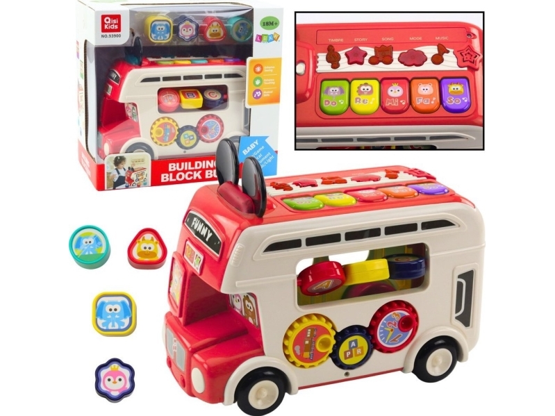 Leantoys Interaktiver Lernbus-Sortierer Mit Licht Und Sound, Rot