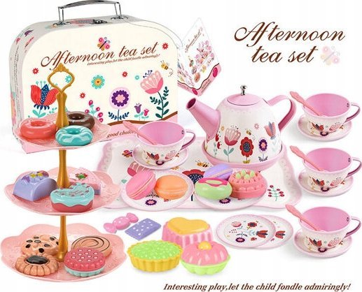 Teset i resväska med koppar, tallrikar och fat | Leksaker - Rollek - Leksakskök och mat | GameStuff