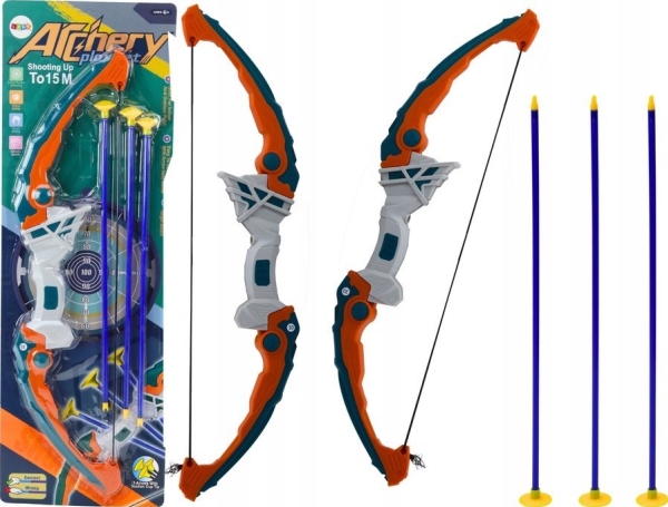 Lean Toys Vaikiškas lankas su oranžinėmis ir žaliomis strėlėmis su siurbtukais