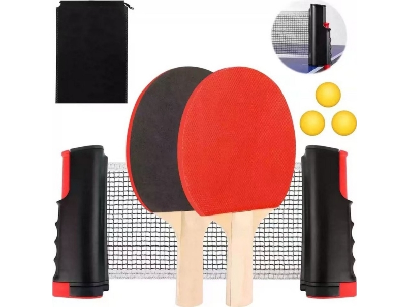 Tischtennis Ping Pong Set Volleyball Schläger Bälle 6Tlg. Lean Toys