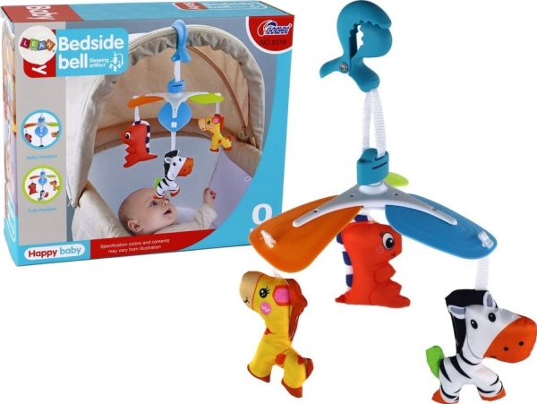 LeanToys babysvingskarrusel med klemmer og dyrefigurer farverig