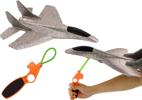 LeanToys Styrofoam-hävittäjälentokone ritsanheitinlaukaisimella Harmaa