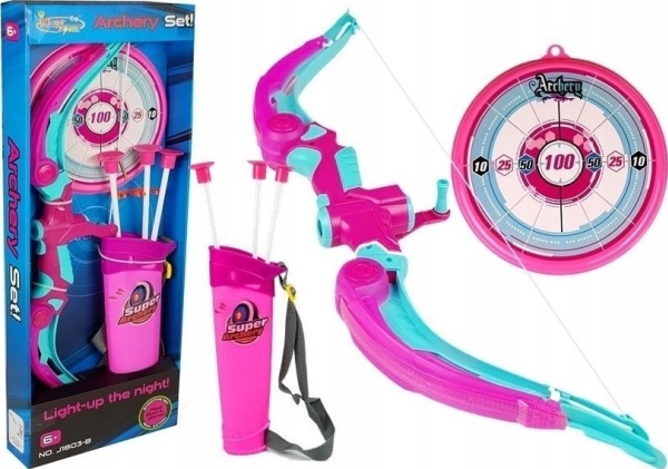 LeanToys Pilbåge med sköld + 3 sugkoppspilar Rosa | Leksaker - Rollek - Blaster och leksaksvapen | GameStuff