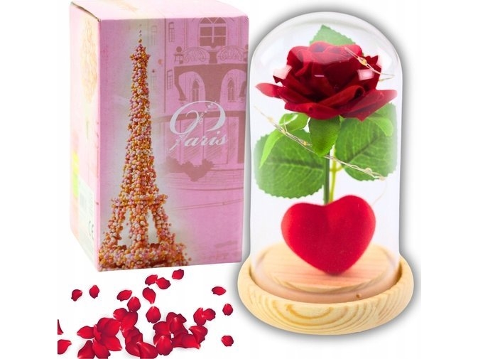 Eternalros i kupol med LED-belysning Röd med hjärta 14x8cm | N - A | GameStuff