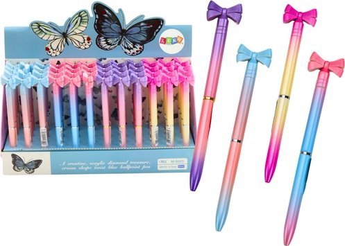 Leantoys Kuglepen Med Sløjfe, Farvet Blå, Refill 0.7 Mm, Mix