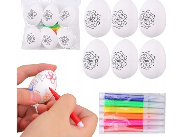 Påskeæg Styrofoam Painting Pens Pattern Flower B 6pcs